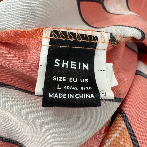 SHEIN Jumpsuit Wide Leg Abstract Print Sleeveless Strap Casual Romper L Boho - Picture 3 of 9